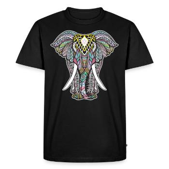 Yoga Mandala Elephant pour Yoga Lover - T-shirt Premium bio Homme - noir - Devant - Nico (187cm)