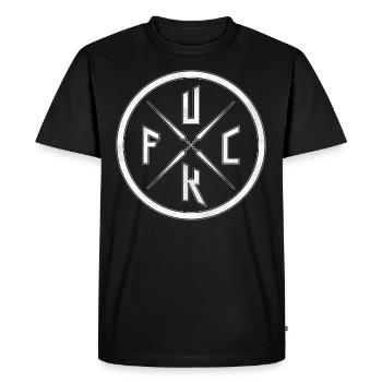 FUCK - Panneau rond - T-shirt Premium bio Homme - noir - Devant - Nico (187cm)