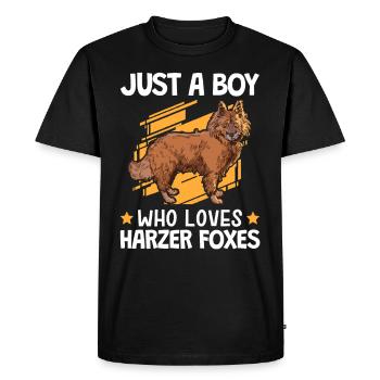 Boy of the Harz foxes loves herding fox - Men's Premium Organic T-Shirt - black - Front - Nico (187cm)
