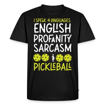 Pickleball I Speak 4 Languages - Men's Premium Organic T-Shirt - black - Front - Nico (187cm)