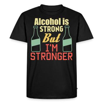 L’alcool est fort mais je suis plus fort - T-shirt Premium bio Homme - noir - Devant - Nico (187cm)