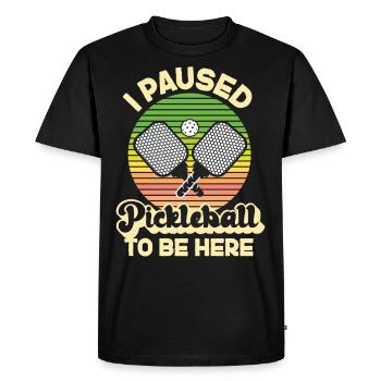 Pickleball Retro I Paused - Men's Premium Organic T-Shirt - black - Front - Nico (187cm)