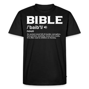 Drôle de définition biblique pour athée - T-shirt Premium bio Homme - noir - Devant - Nico (187cm)