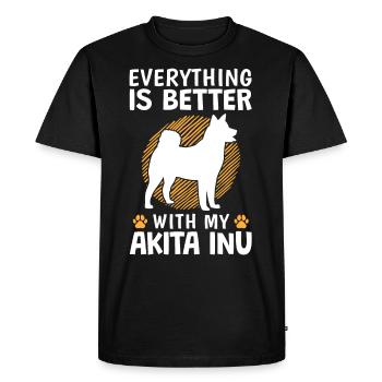 Tout va mieux avec Akita Inu Spitz japonais - T-shirt Premium bio Homme - noir - Devant - Nico (187cm)