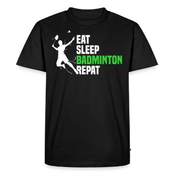 Funny Eat Sleep Badminton Repeat For Badminton Pla - Men's Premium Organic T-Shirt - black - Front - Nico (187cm)