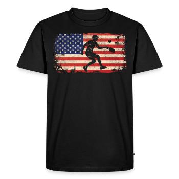 Pickleball American Flag Vintage - Men's Premium Organic T-Shirt - black - Front - Nico (187cm)
