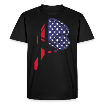 Pickleball Paddle American Flag - Men's Premium Organic T-Shirt - black - Front - Nico (187cm)