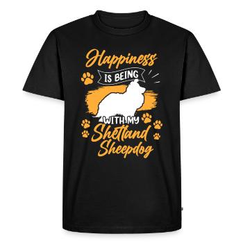 Shetland Sheepdog heureux Berger britannique - T-shirt Premium bio Homme - noir - Devant - Nico (187cm)