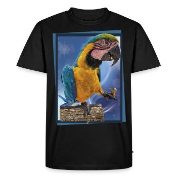 L’ara bleu et jaune - T-shirt Premium bio Homme - noir - Devant - Nico (187cm)