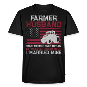 Farming Farmer Husband Tractor - Men's Premium Organic T-Shirt - black - Front - Nico (187cm)