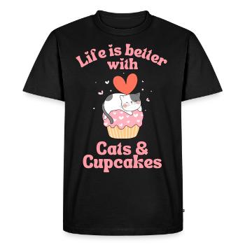 Cat Cupcake kawaii Cupcake and Cat Lovers - Men's Premium Organic T-Shirt - black - Front - Nico (187cm)