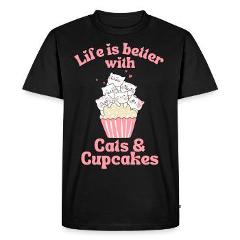 Cat Cupcake kawaii Cupcake and Cat Lovers - Men's Premium Organic T-Shirt - black - Front - Nico (187cm)