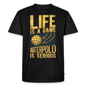Water Polo Vintage Life Is A Game - Men's Premium Organic T-Shirt - black - Front - Nico (187cm)