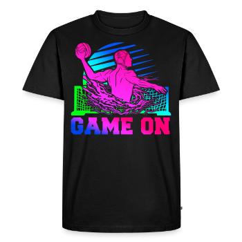 Water Polo Retro 80s 90s Game On - Men's Premium Organic T-Shirt - black - Front - Nico (187cm)