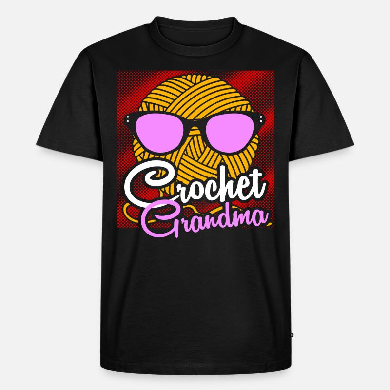 Stricken Grossmutter - Männer Premium Bio T-Shirt - Schwarz