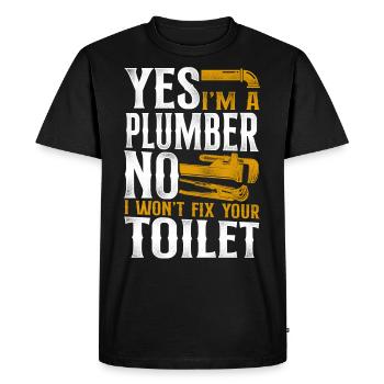 Plombier Plombier Vintage Oui je suis - T-shirt Premium bio Homme - noir - Devant - Nico (187cm)