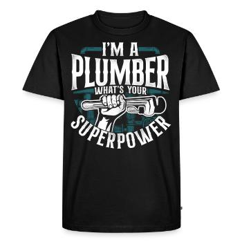 Plombier de plomberie vintage Je suis un - T-shirt Premium bio Homme - noir - Devant - Nico (187cm)