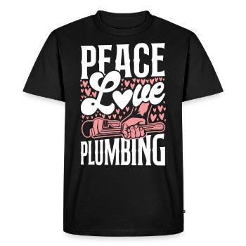 Plomberie plombier femme paix amour - T-shirt Premium bio Homme - noir - Devant - Nico (187cm)