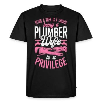Plomberie Plombier Femme Mari - T-shirt Premium bio Homme - noir - Devant - Nico (187cm)