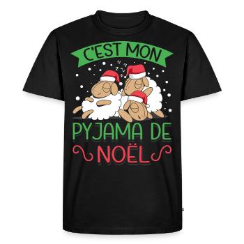C'est Mon Pyjama De Noël Drôle De Moutons - T-shirt Premium bio Homme - noir - Devant - Nico (187cm)