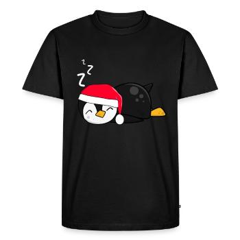 Chemise de couchage avec pingouin et chapeau de Noël - T-shirt Premium bio Homme - noir - Devant - Nico (187cm)