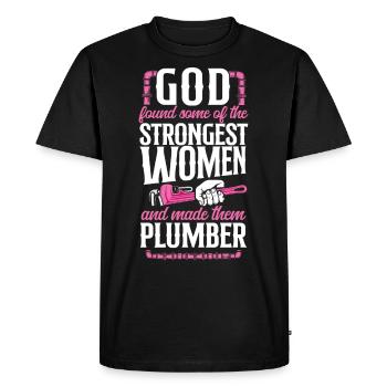 Plombier de plomberie Femme Dieu trouvé - T-shirt Premium bio Homme - noir - Devant - Nico (187cm)