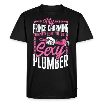 Plumbing Plumber My Prince - Men's Premium Organic T-Shirt - black - Front - Nico (187cm)