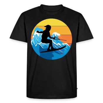 Vintage Rétro Ski Nautique Ski Sports nautiques - T-shirt Premium bio Homme - noir - Devant - Nico (187cm)