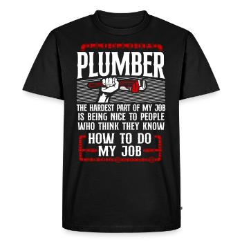 Plombier Plombier Plombier Vintage Plombier - T-shirt Premium bio Homme - noir - Devant - Nico (187cm)