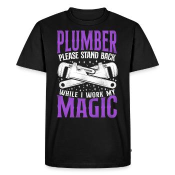 Plombier Plombier Plombier Vintage Plombier - T-shirt Premium bio Homme - noir - Devant - Nico (187cm)