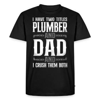 Plomberie Papa Plombier Vintage I - T-shirt Premium bio Homme - noir - Devant - Nico (187cm)