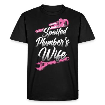 Plomberie Femme plombier gâtée - T-shirt Premium bio Homme - noir - Devant - Nico (187cm)