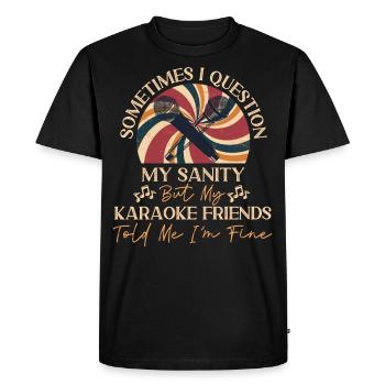 Karaoké Chanteur 80s Rétro Parfois - T-shirt Premium bio Homme - noir - Devant - Nico (187cm)