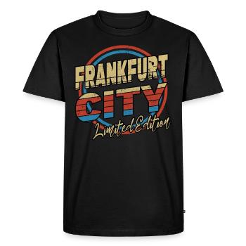 Francfort Allemagne City Font style années 80 - T-shirt Premium bio Homme - noir - Devant - Nico (187cm)