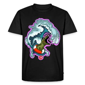 T-rex surf - T-shirt Premium bio Homme - noir - Devant - Nico (187cm)