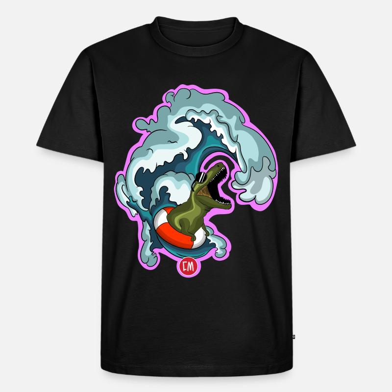T-Rex Surf - Männer Premium Bio T-Shirt - Schwarz