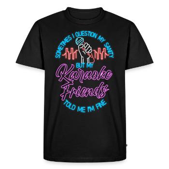 Karaoké Chanteur 80s Rétro Parfois - T-shirt Premium bio Homme - noir - Devant - Nico (187cm)