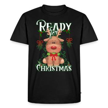 Christmas - Ready for Christmas - Sweet Reindeer - Men's Premium Organic T-Shirt - black - Front - Nico (187cm)