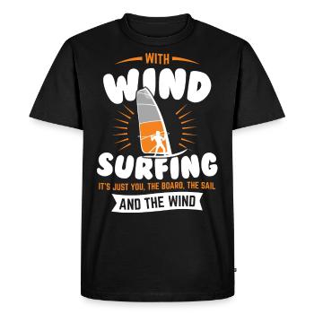 Et surfer c’est juste toi, la planche, la voile et - T-shirt Premium bio Homme - noir - Devant - Nico (187cm)