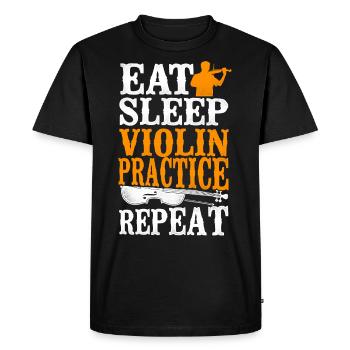 Violin Violinist Vintage Eat Sleep - Men's Premium Organic T-Shirt - black - Front - Nico (187cm)