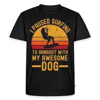Kitesurf et chien rétro vintage - T-shirt Premium bio Homme - noir - Devant - Nico (187cm)