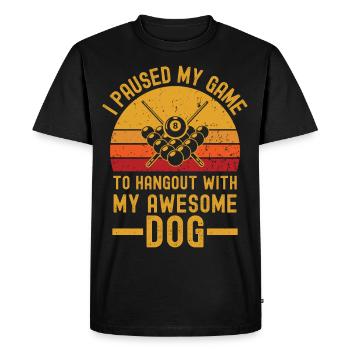 Billard et chien rétro vintage - T-shirt Premium bio Homme - noir - Devant - Nico (187cm)