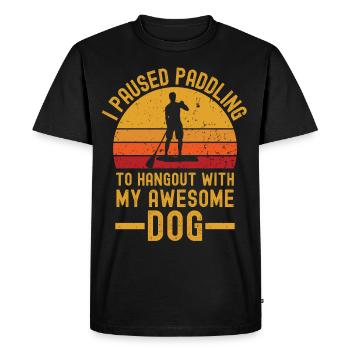 Paddleboard and dog retro vintage - Men's Premium Organic T-Shirt - black - Front - Nico (187cm)