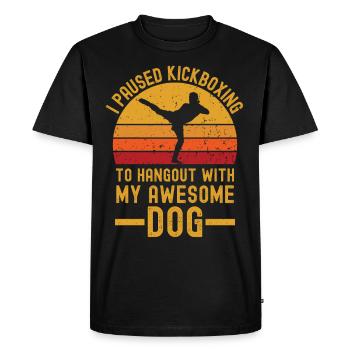 Kickboxing et chien rétro vintage - T-shirt Premium bio Homme - noir - Devant - Nico (187cm)