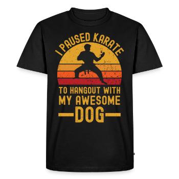 Karate and dog retro vintage - Men's Premium Organic T-Shirt - black - Front - Nico (187cm)