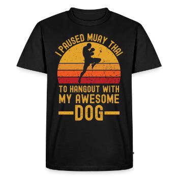 Muay Thai et chien rétro vintage - T-shirt Premium bio Homme - noir - Devant - Nico (187cm)