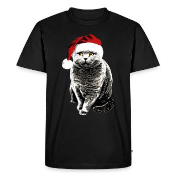 Chat britannique à poil court avec chapeau de Noël Noël - T-shirt Premium bio Homme - noir - Devant - Nico (187cm)