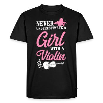 Violoniste Violoniste Fille Jamais - T-shirt Premium bio Homme - noir - Devant - Nico (187cm)