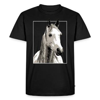 White Horse Horse Motif Vintage - T-shirt Premium bio Homme - noir - Devant - Nico (187cm)