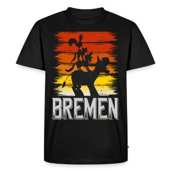 Bremen Germany City Skyline Vintage Retro - Men's Premium Organic T-Shirt - black - Front - Nico (187cm)